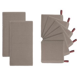 Waffle Weave Kitchen Towel and Dishcloth Set Absorbent Dishcloths Brown